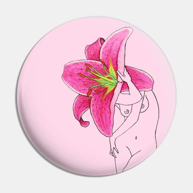 Hot pink lily flower head girl on soft pink background · Flower Woman Lilium, conceptual art Pin by natashakolton