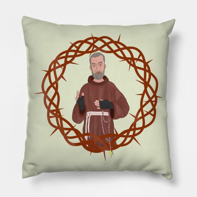 Saint Pius of Pietrelcina Padre Pio Pillow by DiegoCarvalho