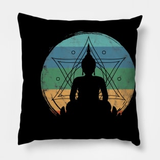 Retro Buddha Buddhist Yoga Spiritual Meditation Zen Pillow