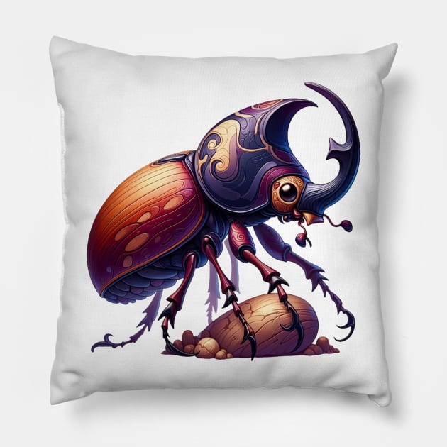 Cute Rhinoceros beetles Pillow by Dmytro