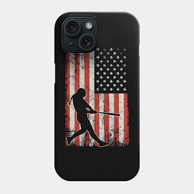 USA Flag Softball Player Phone Case by ryanjaycruz