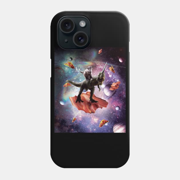 Space Cat Riding Dinosaur Unicorn - Bacon & Taco Phone Case by Random Galaxy