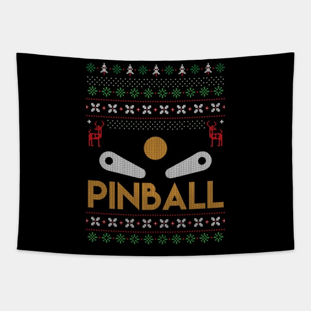 Retro Ugly Christmas Sweater Arcade Pinball Design Tapestry by TeeShirt_Expressive