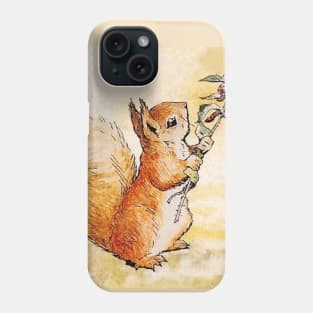 “Squirrel Nutkin Holds a Flowering Branch” by Beatrix Potter Phone Case