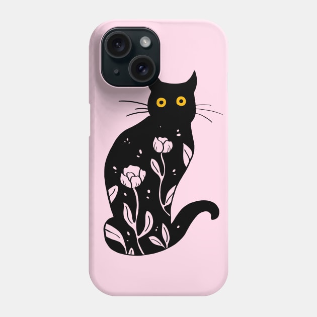 Floral Kitty Phone Case by Ellen Wilberg