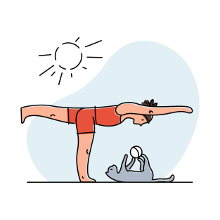 YOGA WITH CAT ILLUSTRATION T-Shirt