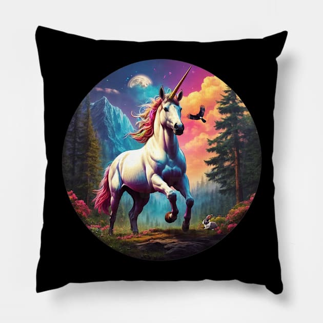 Majestic Rainbow Unicorn Pillow by Ratherkool