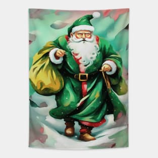 Father Christmas Wearing Green Robes Tapestry