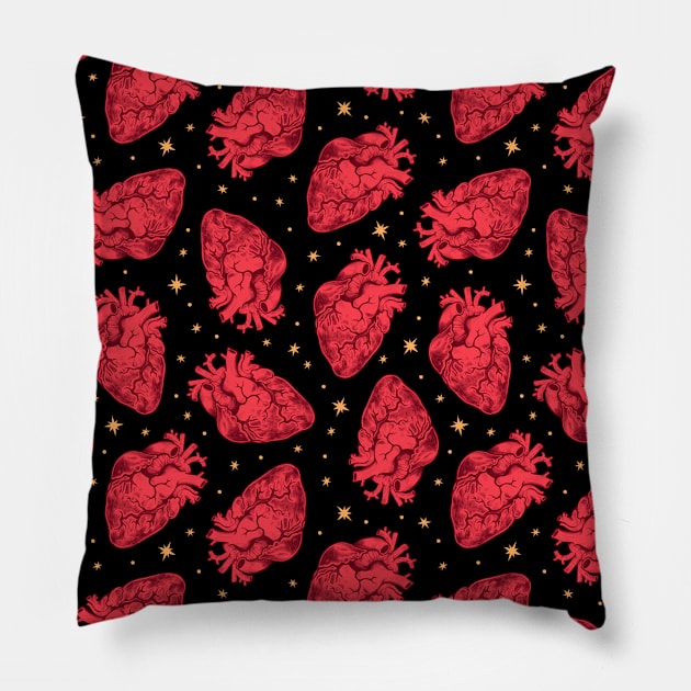 Anatomical Hearts and Stars Scatter Pillow by Spookish Delight