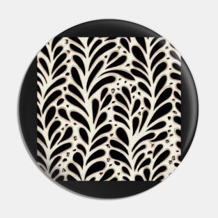 Black and White Ivory Vintage Floral Cottagecore Romantic Flower Peony Rose Leaf Design Pin