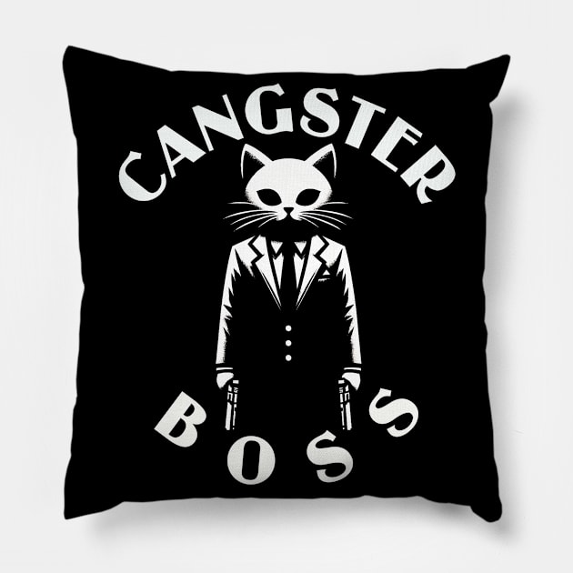 Cute Ganster Kitty: A Cangster! Pillow by MetalByte