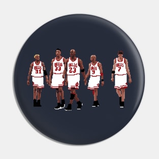 Bulls Pixel 5, Michael Jordan, Scottie Pippen, Toni Kukoc, Dennis Rodman, Ron Harper Pin