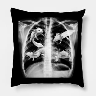 Axolotls Fish skeleton XRay Inside White-Axolotl Lizard Pillow