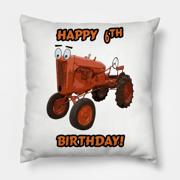 Happy 6th birthday tractor design Pillow by seadogprints