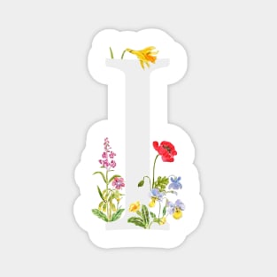 botanical monogram alphabet i wildflowers Magnet