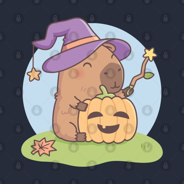 Cute Capybara Wizard and Squash Halloween by rustydoodle