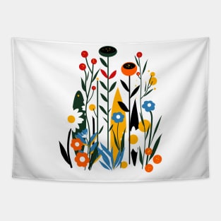 Mid century flowers field Tapestry