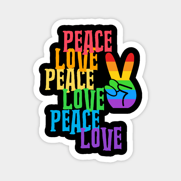 PEACE Sign Hand Rainbow Retro Love Magnet by SartorisArt1