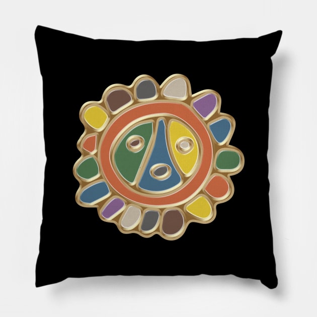 Taino Sun Oil Paint Pillow by Pro Art Creation