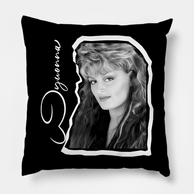 Wynonna Judd BW Pillow by KIJANGKIJANGAN