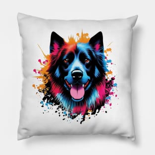 Dog head Rex with paint drops Pillow