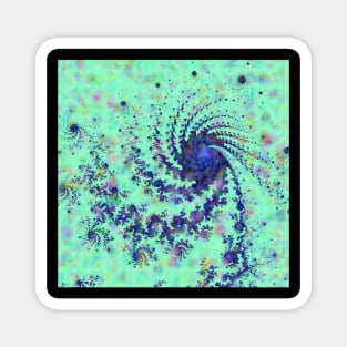 Swirling Aqua Mandelbrot Fractal Magnet