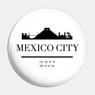 MEXICO CITY MEXICO BLACK SILHOUETTE SKYLINE ART Pin