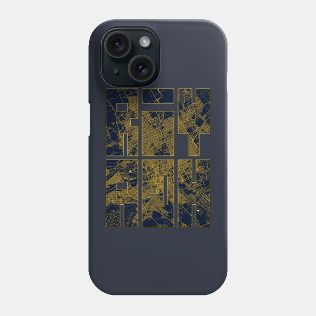 Riyadh, Saudi Arabia City Map Typography - Gold Art Deco Phone Case by deMAP Studio