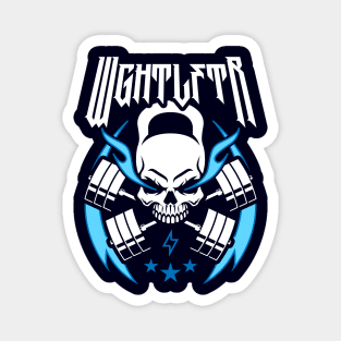 WGHTLFTR / Weightlifter (Kettlebell Skull Cross Barbell) Blue Blaze Magnet