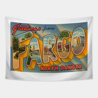 Greetings from Fargo, North Dakota - Vintage Large Letter Postcard Tapestry