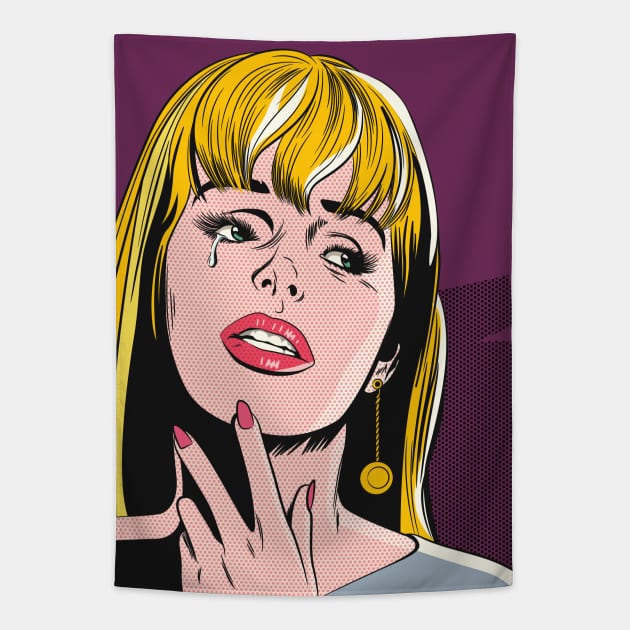 Pop Art Girl Tapestry by Sauher