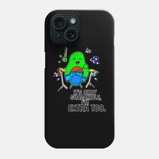 It's Okay Guacamole I'm Extra Too - Funny Avocado Cute Clipart Veggies - Musical Beats Drummer Phone Case