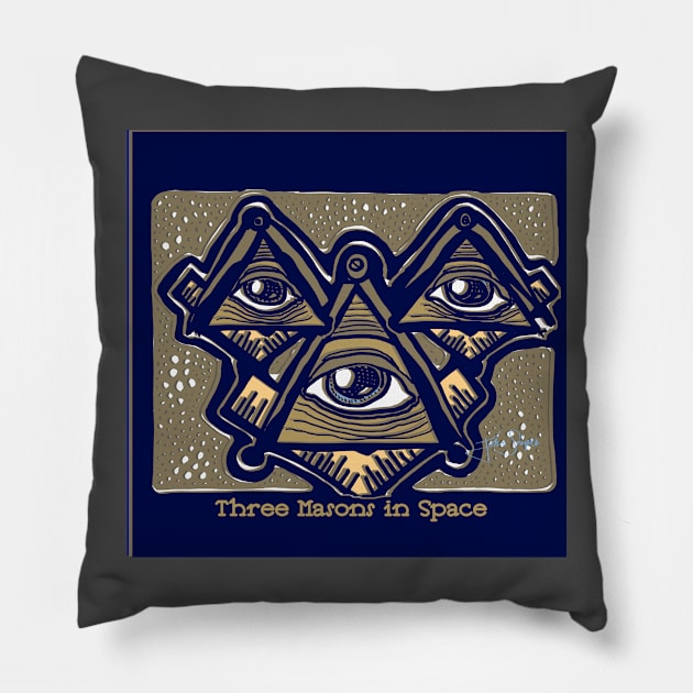 Three Masons in Space Pillow by JSnipe