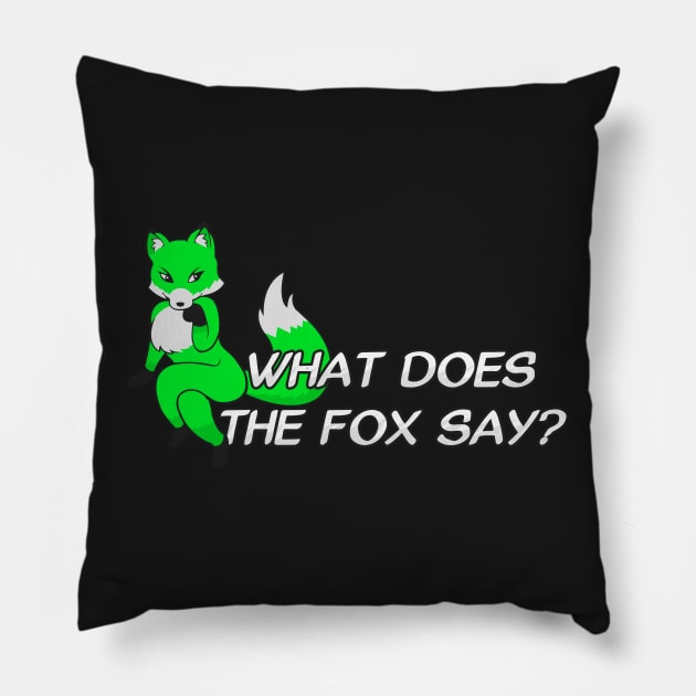 What does the fox say? - Bright Green Pillow by Brony Designs