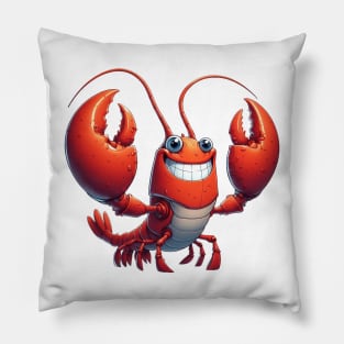 Funny Lobster Illustration Pillow