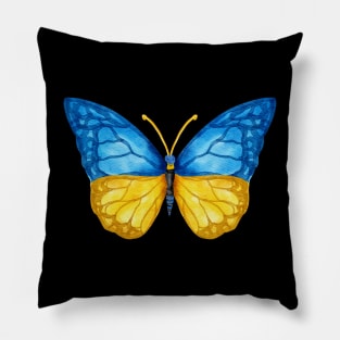 Beautiful Blue Yellow Watercolor Butterfly Hope Peace Pillow