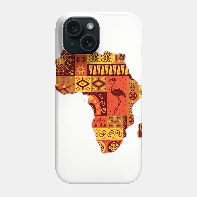 Map of  Africa with ethnic motifs pattern, African print Phone Case by Mashmosh