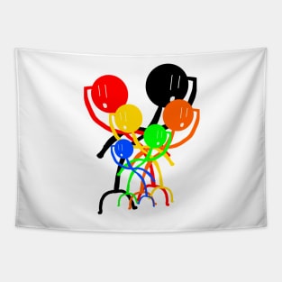 Rainbow Stickmen Tapestry