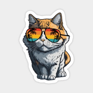 Cool Feline in Shades: Whiskered Purrfection for Cat Miaw Lovers Magnet