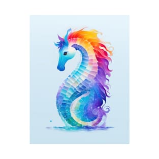 Stylish Seahorse in Watercolor Style - AI Art T-Shirt