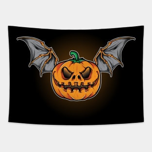 Pumpkin Bat Halloween Design Tapestry