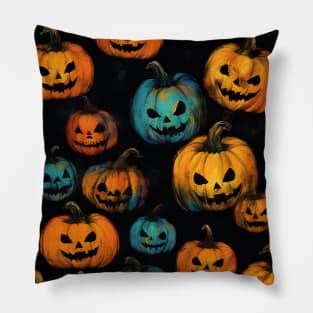 Pumpkin Heads Halloween pattern Pillow