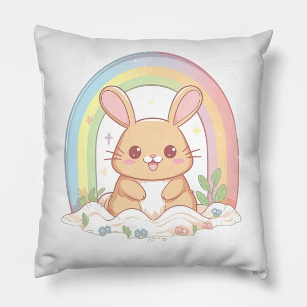 Cute Kawaii Bunny Rabbit Pillow by Kawaii Cuties