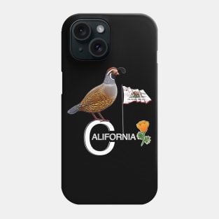 California quail state bird Californian poppy flowers Phone Case