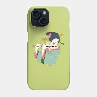 Art Deco Japanese Woman playing the flute illustration Phone Case