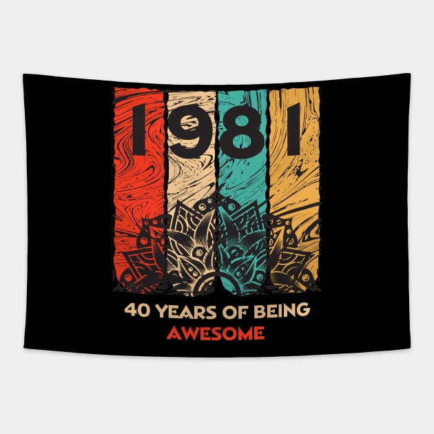 40 Years of Being Awesome Great Gift for 40th Birthday Vintage Tapestry by SweetMay