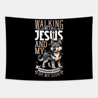 Jesus and dog - Czechoslovakian Wolfdog Tapestry