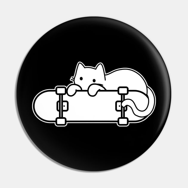 Cat and Skateboard Skateboarding Shy Cat outline Pin by GlanceCat