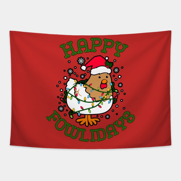 Happy Fowlidays Tapestry by PicklePrintables