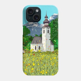 Gnadenwald Innsbruck Austria Landscape Whimsical Illustration Phone Case